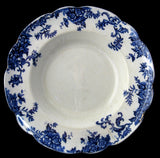 Bowl Royal Doulton Lynn Floral Blue Transferware As Is TLC 11 Inches 1890s
