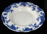 Bowl Royal Doulton Lynn Floral Blue Transferware As Is TLC 11 Inches 1890s