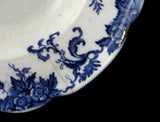 Bowl Royal Doulton Lynn Floral Blue Transferware As Is TLC 11 Inches 1890s