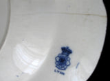 Bowl Royal Doulton Lynn Floral Blue Transferware As Is TLC 11 Inches 1890s