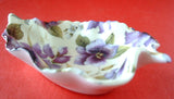 Leaf Shape Tea Bag Caddy Violet Chintz England Bone China Royal Patrician - Antiques And Teacups - 2