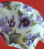Leaf Shape Tea Bag Caddy Violet Chintz England Bone China Royal Patrician - Antiques And Teacups - 3
