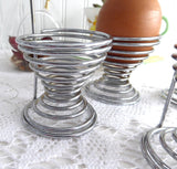English Egg Cups Wire And Wood Set Of 4 Industrial Cool 1960s Retro Eggcups