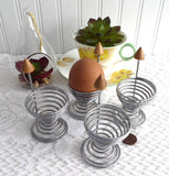 English Egg Cups Wire And Wood Set Of 4 Industrial Cool 1960s Retro Eggcups