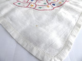 Crinoline Lady Tea Cloth Tablecloth England Embroidered Linen 30 Inch Bridge Tea Party 1940s