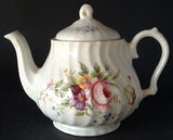 Teapot England Bone China Floral Molded Swirl Tea Pot Vintage 1960s Royal Park
