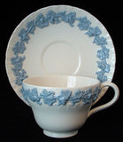 Cup And Saucer Wedgwood Queens Ware Blue On White Grapes 1960s Queens Ware - Antiques And Teacups - 2