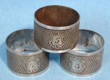 Edwardian Napkin Rings Set Of 3 Engraved English Silverplate 1900-1910 - Antiques And Teacups - 3
