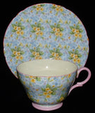 Shelley Primrose Chintz Teacup Henley Shape Pink Trim Lovely - Antiques And Teacups - 2