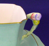Teacup Trio Royal Standard Art Deco Flower Handle Green 1930s Cup And Saucer With Plate - Antiques And Teacups - 1