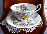 Daffodil Cup And Saucer Victoria 1930s English Bone China Teacup Narcissus Enamel Accents - Antiques And Teacups - 4
