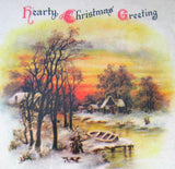 Antique Postcard Christmas Greeting 1922 Snow Scene Holly Poem Vintage Paper Ephemera