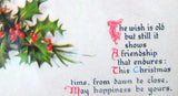 Antique Postcard Christmas Greeting 1922 Snow Scene Holly Poem Vintage Paper Ephemera