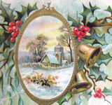 A Happy Christmas Postcard Embossed Unused Holly Snow 1905 Snow Scene Holly Poem