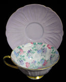 Shelley Summer Glory Chintz Footed Oleander Cup And Saucer Mauve Burnished Gold - Antiques And Teacups - 2