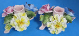 Candle Holder Pair Radnor Staffordshire Flower Posy 1940s Hand Made Bone China Flowers - Antiques And Teacups - 3