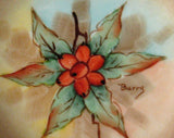 Dogwood Berries Butter Pat Teabag Holder 1950s Hand Painted Artisan Small Dish - Antiques And Teacups - 2