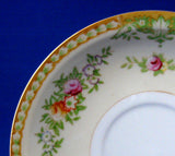 Occupied Japan Floral Borders Saucer Only Yazaka Gold Trim 1945-1952 Pale Yellow Bands