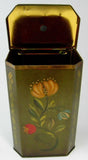 Tole Tea Caddy Tea Tin Hand Painted Penn Dutch Floral 1930-1940s USA - Antiques And Teacups - 2