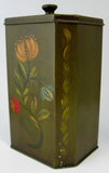 Tole Tea Caddy Tea Tin Hand Painted Penn Dutch Floral 1930-1940s USA - Antiques And Teacups - 3