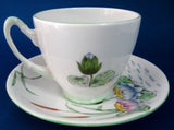 Water Lilies Cup And Saucer Hand Colored Royal Stafford 1950s - Antiques And Teacups - 3