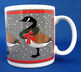 Christmas Mug Canada Geese With Wreaths Artist Signed 1983 - Antiques And Teacups - 1