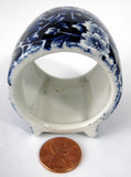 Blue Calico Ceramic Napkin Ring Burleigh England Blue Chintz 1970s - Antiques And Teacups - 2