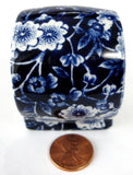 Blue Calico Ceramic Napkin Ring Burleigh England Blue Chintz 1970s - Antiques And Teacups - 3