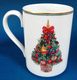 Mug Dansk Nordic Holiday Topiary Fruit Tree Gold Trim Discontinued Christmas Tree - Antiques And Teacups - 2