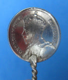 Salt Spoon George V Sterling Silver Coin 1936 Rhodesia Hand Made - Antiques And Teacups - 2