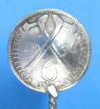 Salt Spoon George V Sterling Silver Coin 1936 Rhodesia Hand Made - Antiques And Teacups - 3