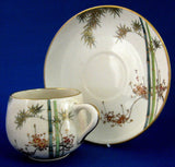 Cup And Saucer Satsuma Meji Period Kizan Bamboo Floral Lovely c. 1900 - Antiques And Teacups - 3