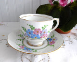 Roslyn Cup And Saucer Art Deco Painted Flowers 1930s Bone China