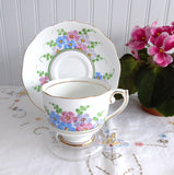 Roslyn Cup And Saucer Art Deco Painted Flowers 1930s Bone China