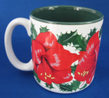 Christmas Mug Amaryllis Artist Signed Shao Wei Liu 1996 Potpourri Press - Antiques And Teacups - 3