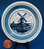 Delft Butter Pat Windmill Teabag Caddy Blue And White 1950s Small Plate Ring Dish - Antiques And Teacups - 1