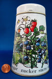 Tin Sugar Shaker Muffineer Strawberries Blueberries Retro 1960s England Enamelware - Antiques And Teacups - 2