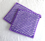 Teacup Themed Potholders Pair Padded Purple Lavender Hand Made Support Animal Charity