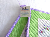 Purple Green Teacup Themed Potholders Pair Padded Hand Made Support Animal Charity