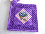 Purple Teacup Themed Potholders Padded Flowers Hand Made Support Animal Charity