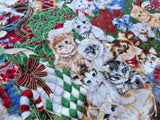 Christmas Kitties Table Runner 39 Inches By 18 Inches Jenny Newland Gold Metallic Handmade