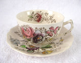 Cup And Saucer Johnson Brothers Sheraton Floral Polychrome 1920s - Antiques And Teacups - 1