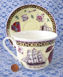 Tea Roy Kirkham Breakfast Size Cup And Saucer English Bone China New Flying Cloud - Antiques And Teacups - 3