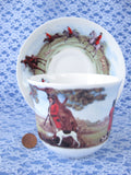 Roy Kirkham Tally Ho Breakfast Size Cup And Saucer English Hunt Scenes Bone China - Antiques And Teacups - 4