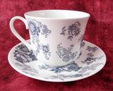 Blue Victorian Breakfast Size Roy Kirkham Cup And Saucer English Bone China New Large - Antiques And Teacups - 2