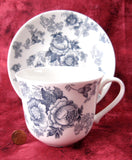 Blue Victorian Breakfast Size Roy Kirkham Cup And Saucer English Bone China New Large - Antiques And Teacups - 3
