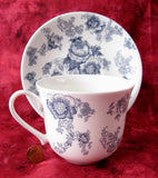 Blue Victorian Breakfast Size Roy Kirkham Cup And Saucer English Bone China New Large - Antiques And Teacups - 4
