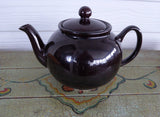 Brown Betty Teapot English Made Pristine Large 1980s Shiny Glaze Pottery - Antiques And Teacups - 1
