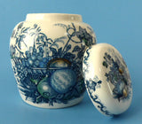 Tea Caddy Masons Fruit Basket Polychrome Blue Transferware Ginger Jar 1940s Tea Canister - Antiques And Teacups - 4