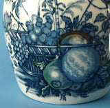 Tea Caddy Masons Fruit Basket Polychrome Blue Transferware Ginger Jar 1940s Tea Canister - Antiques And Teacups - 5